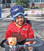 photo of child trrying the equipment