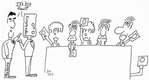 catrroon showing standoff between governor and legislature