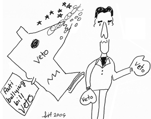 catoon of govenor vetoing legislation